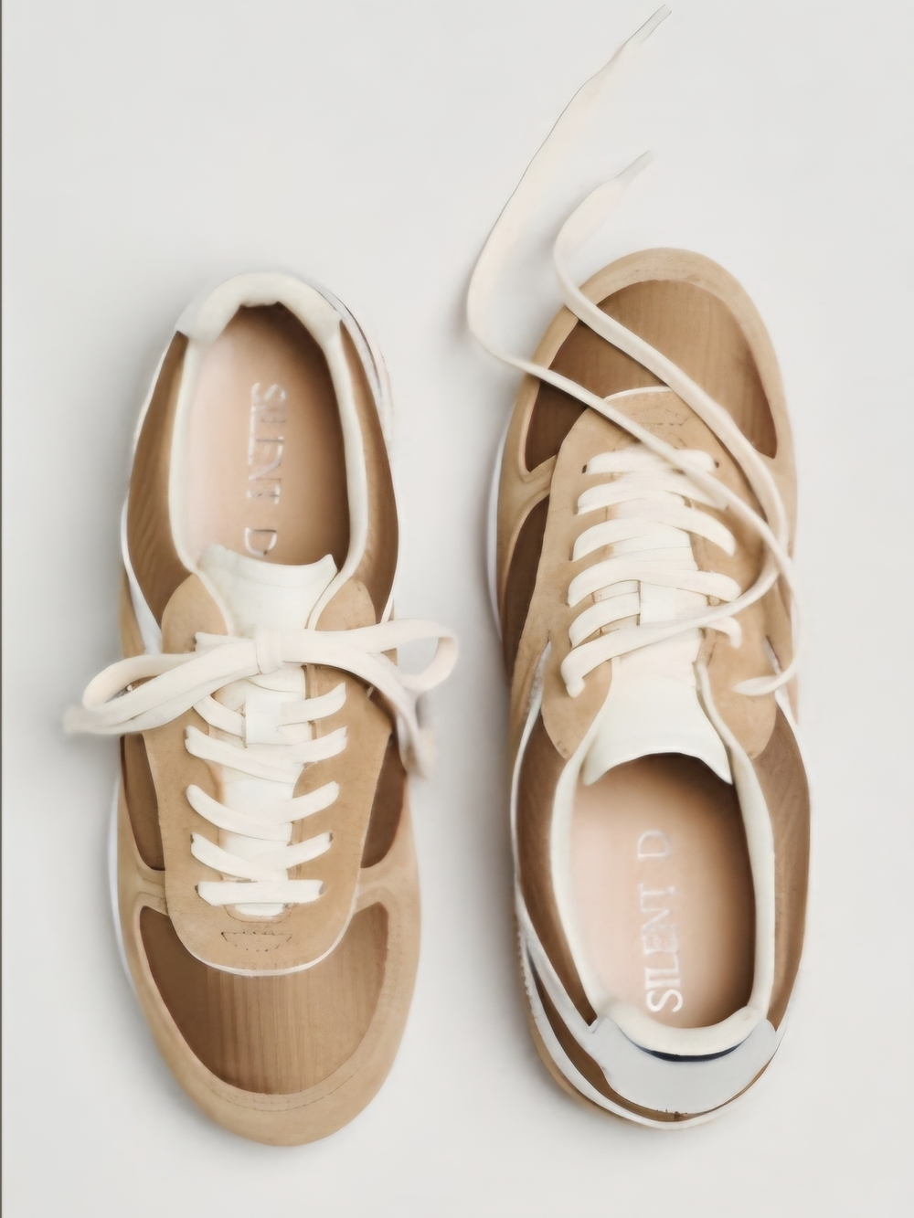 Anthropologie - Silent D 'Girly' White Suede-Textile Sneakers